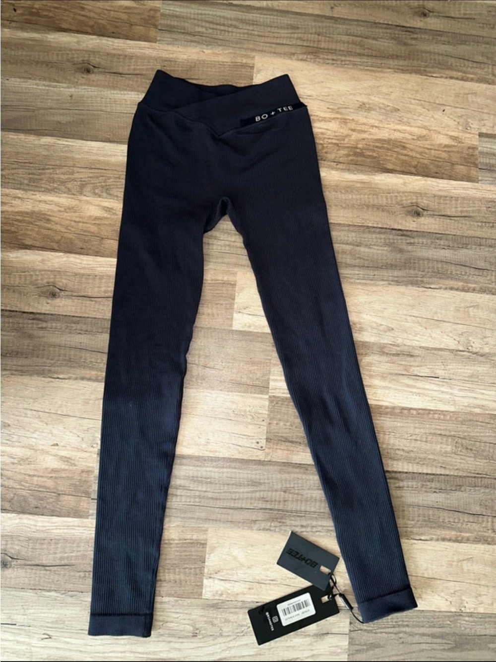 Bo+Tee Black Ribbed High-Waist Legging